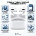 Murshad 21 TWS Pro Wireless Earbuds Earpods Premium Bluetooth Earphones - High Bass Earpod Handsfree for Android & Laptop - White. 