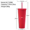 double wall DIY blank plain 700ml 710ml 24oz plastic durian tumbler durian cup with straw and lid no logo. 