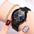Girls Dio.r Watch Magnetic Buckle Ladies Wristwatch Women Fashion Starry Sky Magnetic Mesh Steel Strap Chain Girl Clock Waches. 