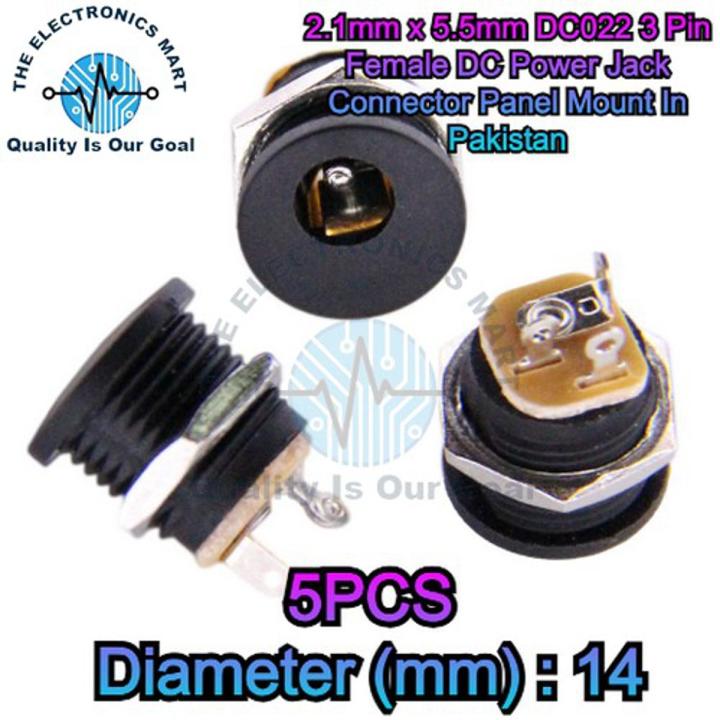 5,10,15,20,25,30 PCS Dc-022 Dc Power Jack Pcb Mount Female Connector 3 Pin With Nut 5.5mm x 2.1mm