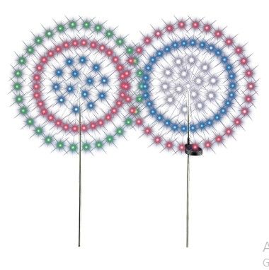 Collections Etc Solar Powered Multicolor Starburst Stake Lights E R1898