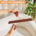 8 Hooks Adjustable Closet Hangers, Wooden Hangers for Belt Hanger for Tie Lingerie Belt Scarf Tie Storage Racks Foldable Hooks Wood Hanger Wardrobe Organizers for Men Women. 
