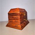 Hand-Carved Shesham Wood Jewelry Box with Drawer - 9x12 Inches. 