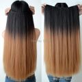 Clip-in Dip Dye Ombre Hair Extensions Black to Light brown  30 INCH. 