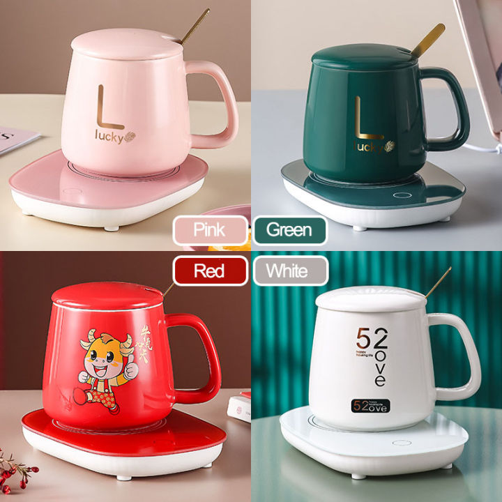Multipurpose 350 ML 55℃ Intelligent Constant Thermostatic USB charging Ceramic Coffee Mug Warmer, USB coaster Warmer Pad Electric Beverage Warmer with Auto Shut Off and Heating Function Electric Beverage Warmer Plate 220V 15W