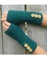 Dark Green Wool Gloves for Women. 