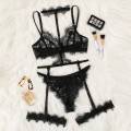 MissFortune saxy Exquisite Lace Lingerie Bra+Garter+Briefs Set Babydoll Cut-Out Sleepwear. 