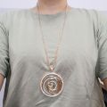 Fashion Czech CZ Drilling Big Round Pendant Maxi Gold Necklace For Women Party Gifts Elegant Long Necklaces Jewelry Accessories. 