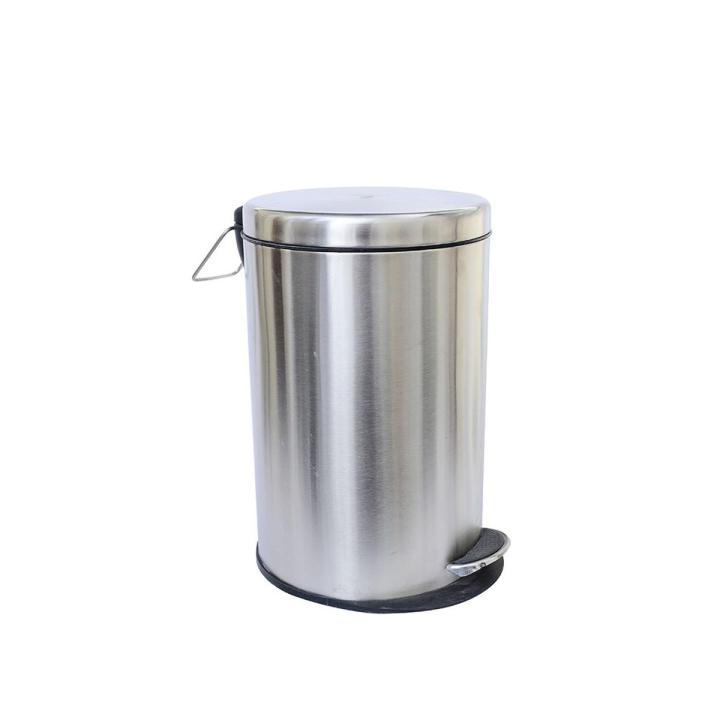 Stainless Steel Plain Pedal Dustbin/Plain Pedal Garbage Bin with Plastic Bucket- 8 liter