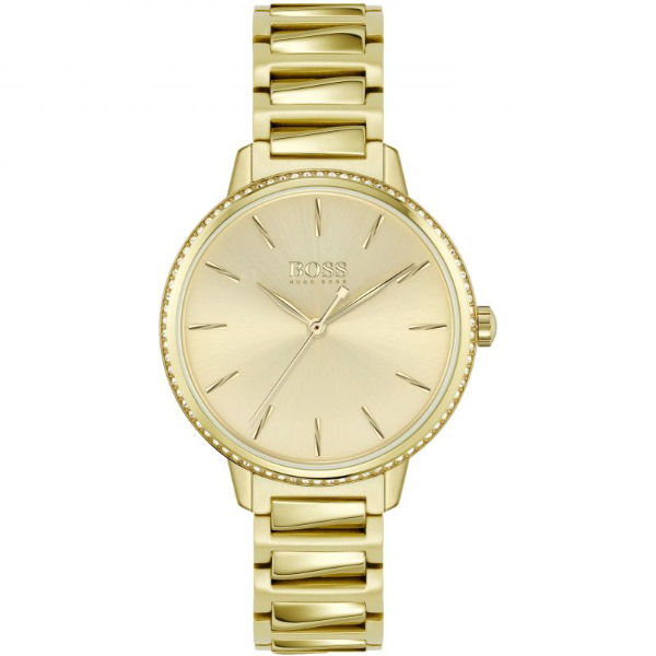 Hugo Boss Signature Gold Stainless Steel Gold Dial Quartz Watch for Ladies - 1502541