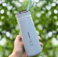 Premium NICE 400ml Glass Water Bottle – Insulated for Ultimate Freshness silicone Carry Loop for Coffee, Tea and Water,Water Bottle Flask with Time Marker. 