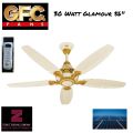 GFC Fan Ceiling 56" Glamour Model 5 Blades Offwhite Light Wood Color pure Copper Wire. 