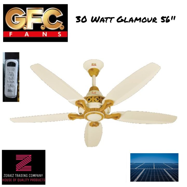 GFC Fan Ceiling 56" Glamour Model 5 Blades Offwhite Light Wood Color pure Copper Wire