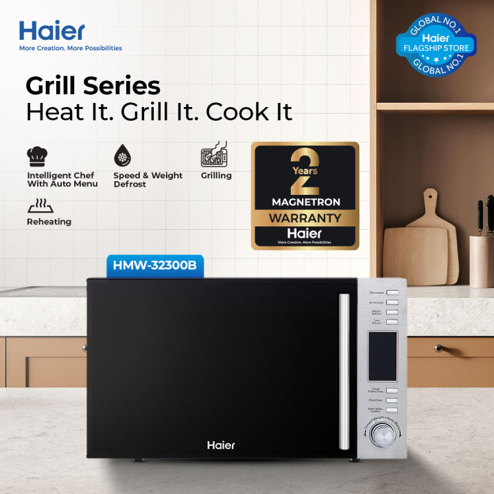 Haier%2032L%20/%20Grill%20MWO%20Series%20/%20HMW-32300B%20(Intelligent%20Chef%20with%20Auto%20Menu%20-%20%20Defrost%20Function%20-%20%20Speed%20&%20Weight%20Function)%20/%20Microwave%20Oven%20/%20Haier%20Warranty%20-%20Image%202