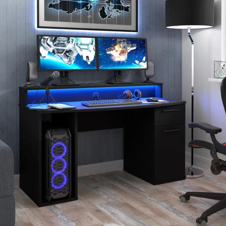 Flair Power Z Compact Gaming Desk With Colour light home office desk gameing desk