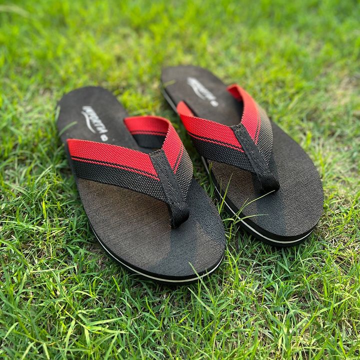 Black & Red Slippers/Flipflops for Men by Importia