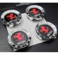 SET OF 4 Ferrari Logo Car Wheel Center Caps Premium Quality Chrome Material 2.25 inches = 5.72 cm. 