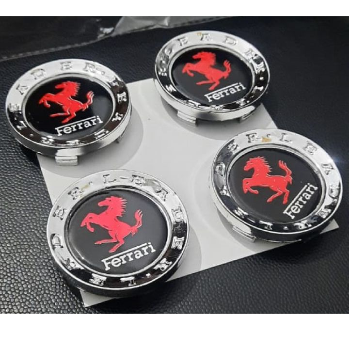 SET OF 4 Ferrari Logo Car Wheel Center Caps Premium Quality Chrome Material 2.25 inches = 5.72 cm