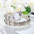Geekthink Quartz Watch Women Ladies Snake Shaped Bracelet Watch Bangle Diamond Ornaments Silver Gold. 