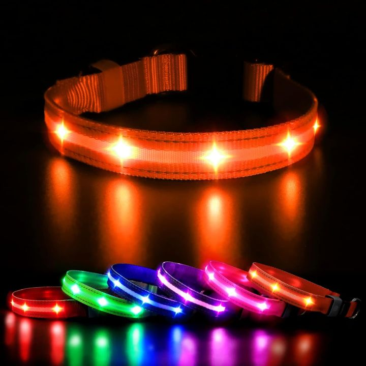 MASBRILL Led Dog Collar-Light Up Dog Collars Water-Resistant Lighted Dog Collar for Dogs (L(23.62 * 0.98inch), Orange)