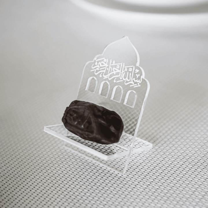 Dotz Brand Date Holders for Iftar Table Decoration, Acrylic Table Decorations for Ramzan, Ramazan Decorations, Ramadan Date Stands with Bismillah Calligraphy, Islamic art and Arabic calligraphy For Ramazan, Iftari Decorations, Bismillah Date Holder Ramzan