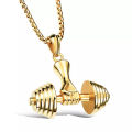 2023 Taobao One Piece Dropshipping   Foreign Trade Jewelry   Fitness Dumbbell Barbell Pendant   Men's Titanium Steel Necklace Wholesale. 