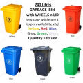Dustbin 240 liters with wheels / Big size dustbin / dustbin big size / dustbin for outdoor garbage / Outdoor Garbage Bin with Wheels - 240 Liters - Wheeled Waste Trash Can - Outdoor Wheeled Dustbin - Heavy Duty. 