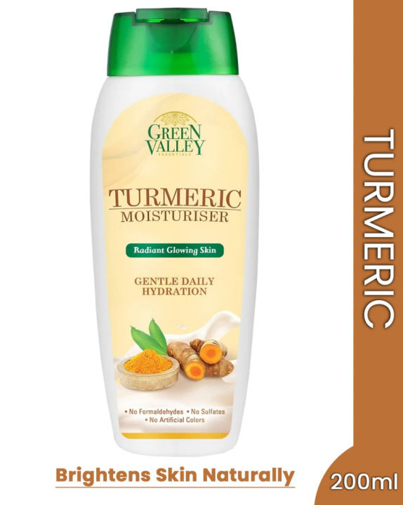 Green Valley Turmeric Lotion 200ml | 100% Pure & Natural Turmeric Extract | Non Greasy Formulation | Light Texture | Winter Essential | Eliminates Dryness | Haldi | For Face & Body