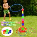 Ring Toss Game For Kids  With 18 inch Stand Floatable Rings Multicolored Durable Plastic Rings Competitive Tossing Game for Kids and Adults. 