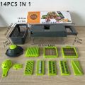 16 in 1 Multifunctional Vegetable Chopper Slicer16 in 1 / 10 in 1 Vegetable Chopper Multifunctional Cutter & Shredder _ Fruit & Potato Grater with Basket , Carrot Grinder for Kitchen. 