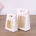 10Pcs Black/White Gift Bags with Clear Window Kraft Paper Bag with handle Candy Biscuits Cake Packing Box Eid Mubarak Gift Bag. 
