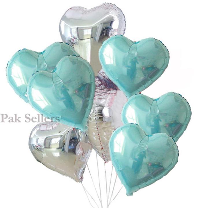 5 Pieces Heart Shaped Helium Foil Balloon 18 inches  Colors Golden, Silver, Rose Gold, Pink, Red, Blue, White and Black - Birthday Wedding Decoration Party Supplies Heart Shaped Balloons Bridal Shower Baby Shower