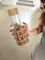 450ml American Vintage Glass Water Bottle High Temperature Resistant Water Cup Female Summer Portable Leak Proof Bottle. 