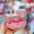 Vital Creations 1pc, Cute Cartoon Train Water Bottle with Straw and Strap Portable Drinking Cup for Summer Travel and Birthday Gifts. 