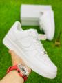 Air Force 1 Pure White Sneakers For Men and Women Stylish Design Full White Party and Casual Shoes For Girls and Boys. 