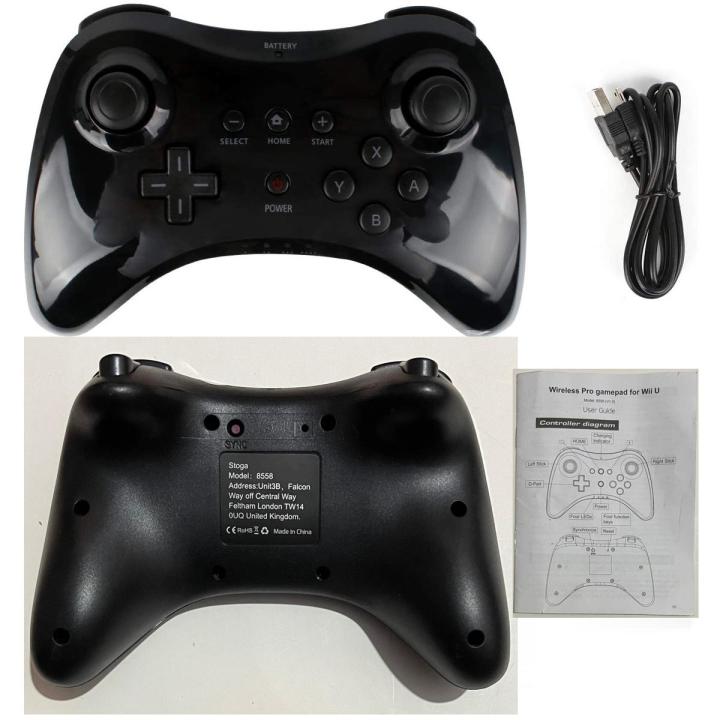 STOGA Pro Controller for Wii U, Wireless Controller for Nintendo Wii U Controller Gamepad Joystick Dual Analog Game Controller (Black)
