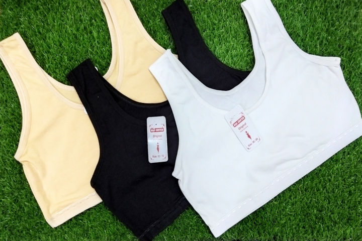 Pack%203%20Soft%20Cotton%20Camisole/Half%20Body%20Teenage%20Training%20Bra/vest/Inner%20Wear/BDs/Sports%20Bra/Tanks%20For%20Beginners%20Kid%20Girls%20-%20For%207%20to%2010%20Yrs%20-%20Image%202