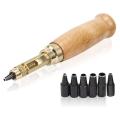 BRADOO-6Pcs Screw Hole Punch Leather Bookbinding Tool,Paper Punch,Craft Punches,6 Tips 1.5M 2mm 2.5mm 3mm 3.5M 4mm. 