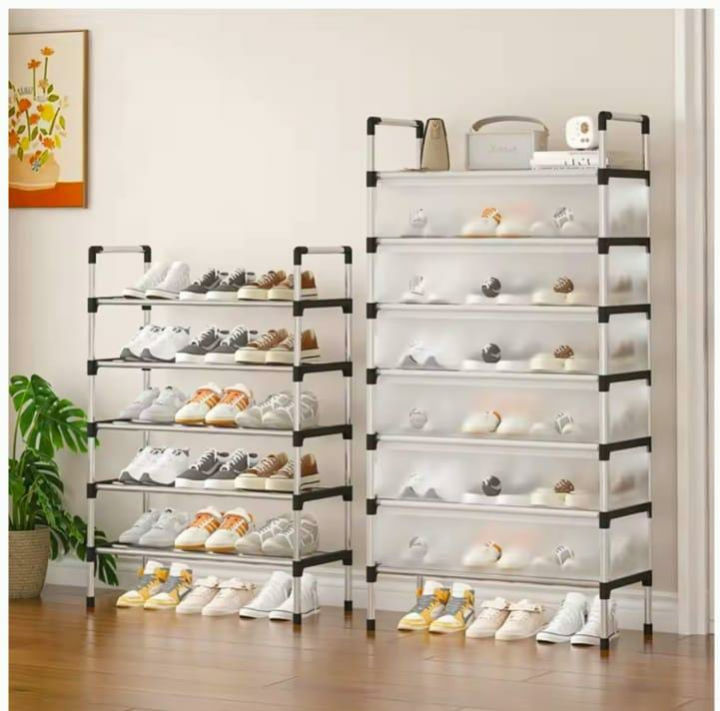 Dustproof Shoe Rack – 5 6 7 Layer Shoe Organizer – Foldable Shoe ...