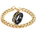 Set Of Spinner Ring and Chain Haend Bracelet Gold/Silver Color For Boys and Men. 