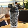 Cool Summer Mickey Ice Crack Straws Smoothie Maker Cup Small Frozen Plastic Milkshake Smoothie Cups Iced Drinks Mug - 450ml. 