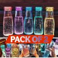 [Pack Of 2 Bottles] Smart Crystal Glass Colored Travel Water Bottle 500ml  Fancy & Stylish Bottles. 