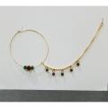 ASIAN    Nonpierced Nath Chain Pierced Nose Ring Bridal Nath Nose Pins - Golden Nathiya - Naak Patti - Non-Pierced Bahubali Nosering. 