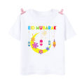 2023 Fashion Eid Mubarak Print Children's Clothes Girls T-shirt Eid Ramadan Kids T Shirt Short Sleeve Islamic Muslim Outfits Top. 