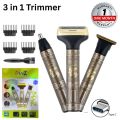 Professional 3 in 1 Men Personal Rechargeable Portable Shaving Grooming Kit - Includes T-Blade Shaving Machine, Threading Machine, Nose Shaver Full Body Hair and Private Parts Hair Shaving Machine. 