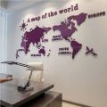 World Map Acrylic Solid Crystal Bedroom Wall With Living Room Classroom Stickers Office Decoration Ideas. 