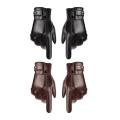 Gloves Men Winter PU Leather Gloves Button Warm Mittens Luxurious PU Leather Driving Men's Gloves. 