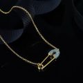Paper Clip Safety Pin Pendent Necklace For Women Tiny Multicolor Cubic Zirconia Style Necklaces Choker Charm Jewelry. 