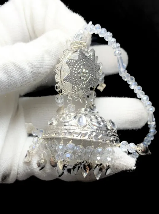 Antique%20jhumka%20earnings%20pure%20silver%20(%20pure%20chandi%20)%20-%20Image%203