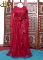 Pakistani Dress Design Net Maxi Stitched Party Wear Gown Frock Long Bow. 